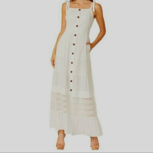 ADELYN RAE JANELLA EYELET MAXI DRESS - Picture 1 of 6